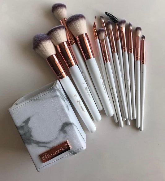 Bh cosmetics Rose Gold White brushes set with holder