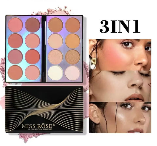 Missrose 3 in 1 
Blusher , bronzer , highlighter pallete
