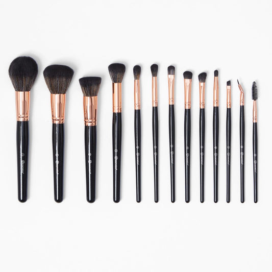 Bh cosmetics 13 piece Rose Gold Brushes Set Black with holder