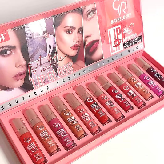 Golden Rose Matte Nude Look Lipgloss set of 12 shades