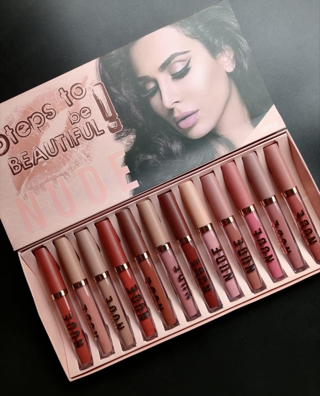 NUDE Steps to be beautiful lipgloss matte pack of 12