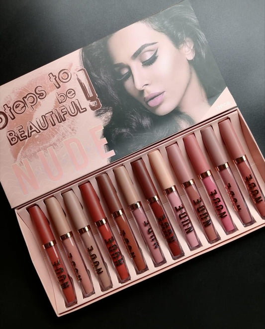 NUDE Steps to be beautiful lipgloss matte pack of 12